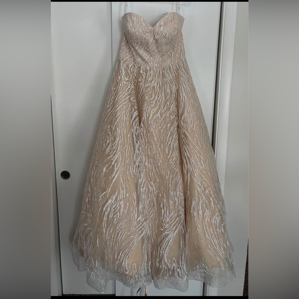 Tiffany Designs Elegant Cream and White Gown